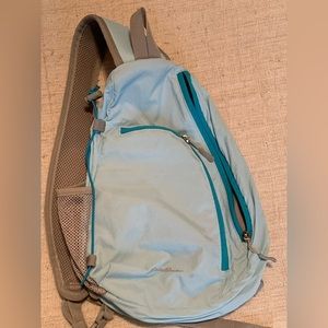 Eddie Bauer blue sling backpack